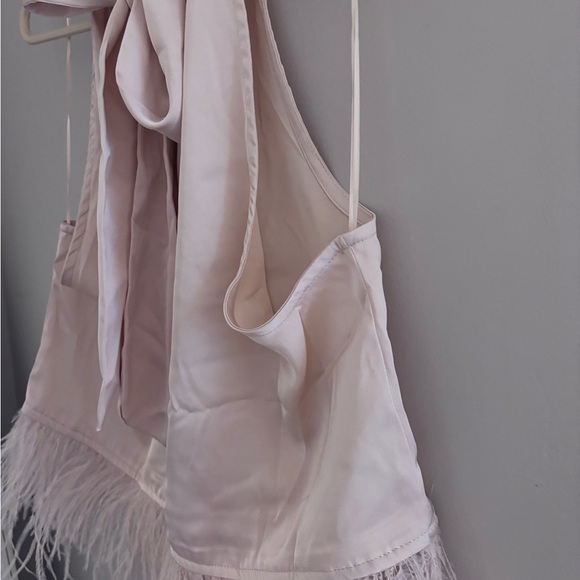 Strut & Bolt | Blush Pink Halter Top with Feather Detail - Picture 11 of 12